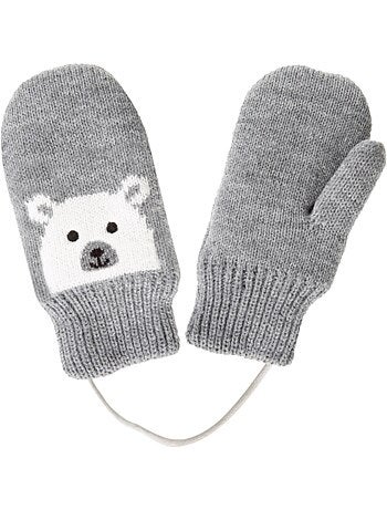 Moufles motif ours - doublées fausse fourrure mixte enfant isotoner