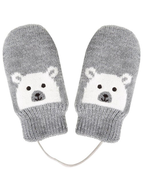 Moufles Motif ours - doublées fausse fourrure mixte enfant Isotoner - Kiabi