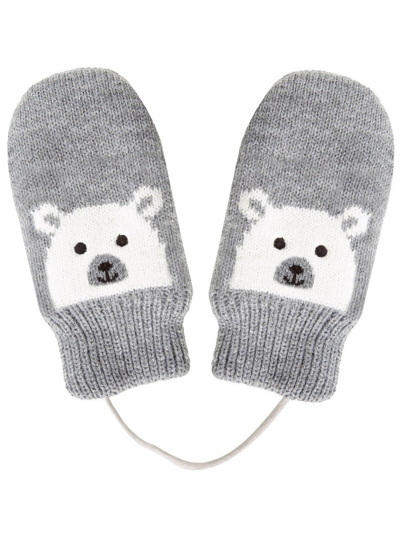 Moufles Motif ours - doublées fausse fourrure mixte enfant Isotoner Gris Gris - Kiabi