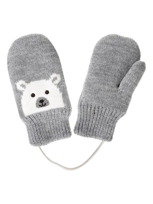 Moufles Motif ours - doublées fausse fourrure mixte enfant Isotoner - Kiabi