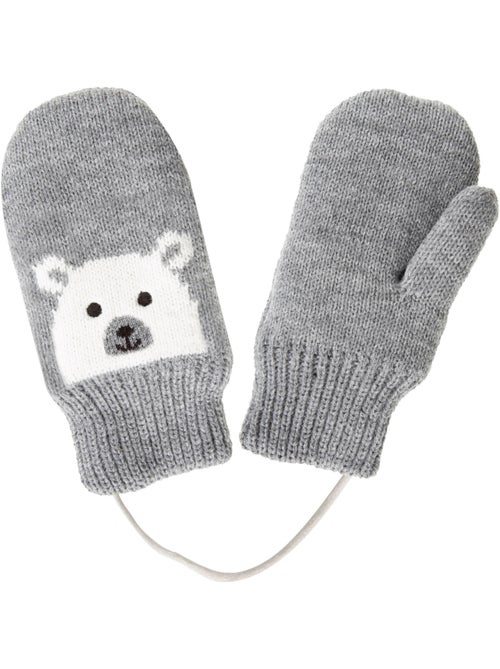 Moufles motif ours - doublées fausse fourrure mixte enfant isotoner - Kiabi