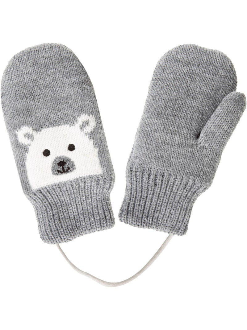 Moufles motif ours - doublées fausse fourrure mixte enfant isotoner Gris Gris - Kiabi