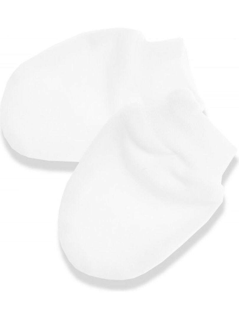 Moufles naissance en coton gants bébé anti griffures - Blanc - Kiabi - 6.90€
