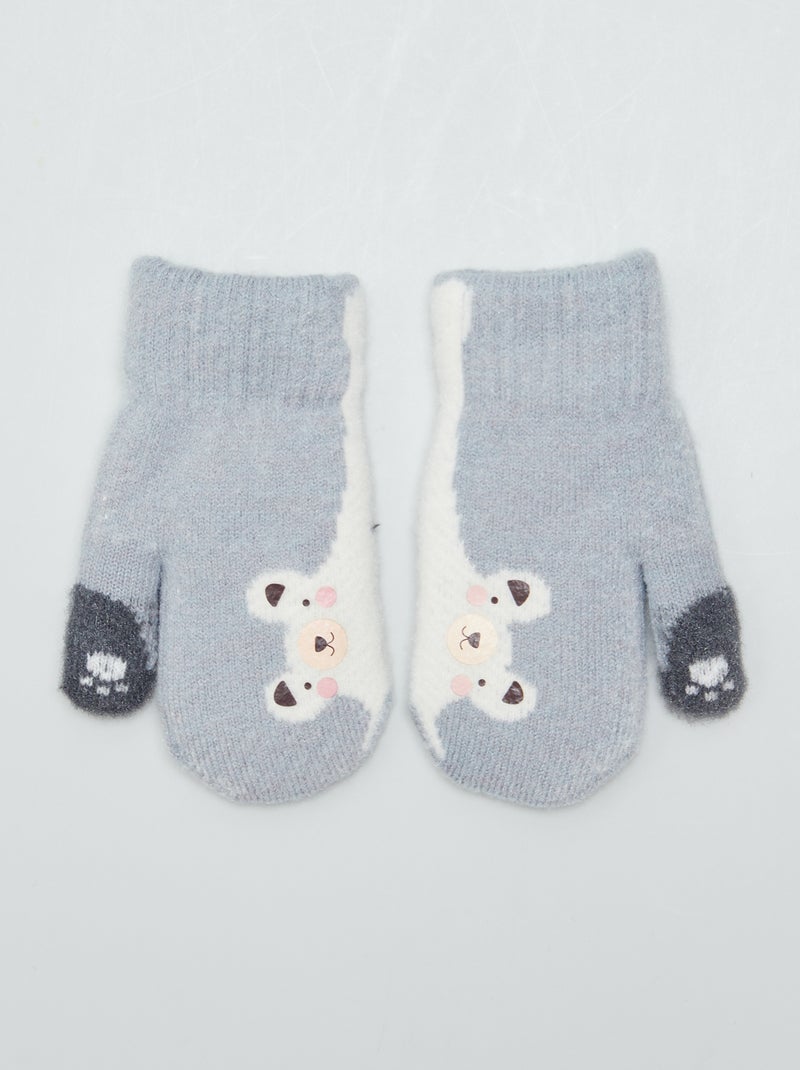 Moufles 'ours' doublées Gris - Kiabi