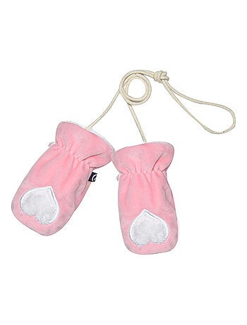 MOUFLES VELOURS DOUX ROSE FRELON