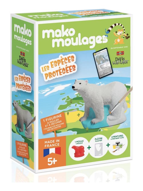 Moulage en plâtre mako créations : ours polaire - Les espèces protégées - Kiabi