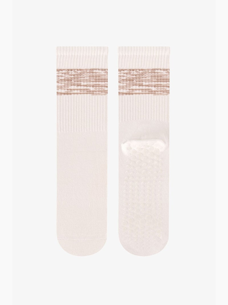 Move chaussettes mi-hautes rayées paire penti Blanc cassé - Kiabi