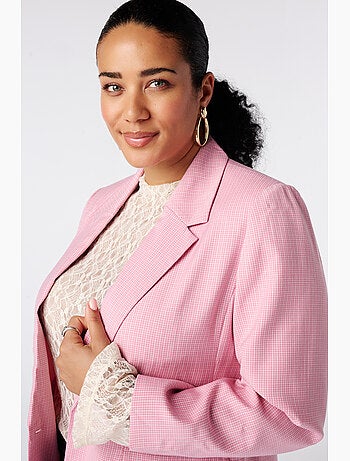 Ms mode blazer à carreaux à simple boutonnage