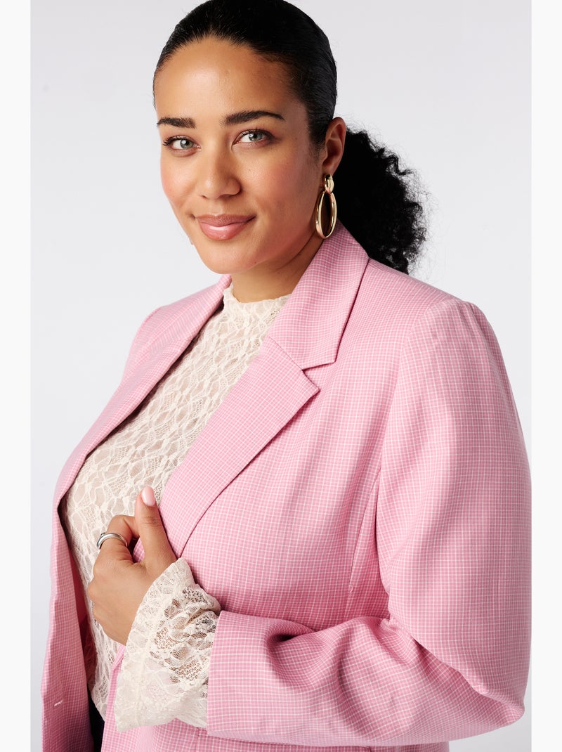 Ms mode blazer à carreaux à simple boutonnage Rose/Multicolore - Kiabi