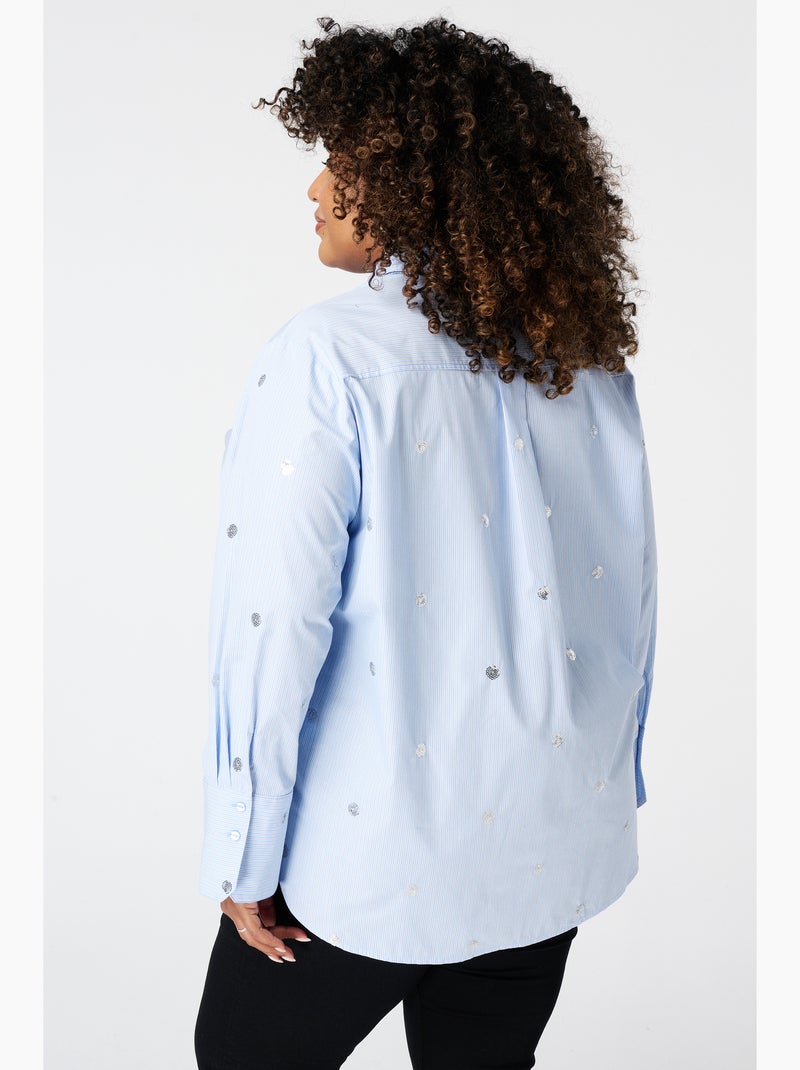 Ms mode blouse rayée avec perles Bleu Bleu Bleu - Kiabi