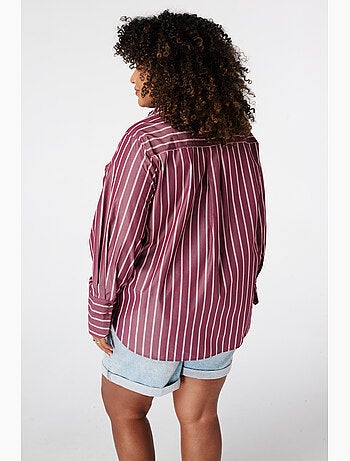 Ms mode blouse rayée avec perles