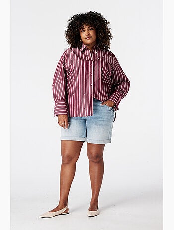 Ms mode blouse rayée avec perles