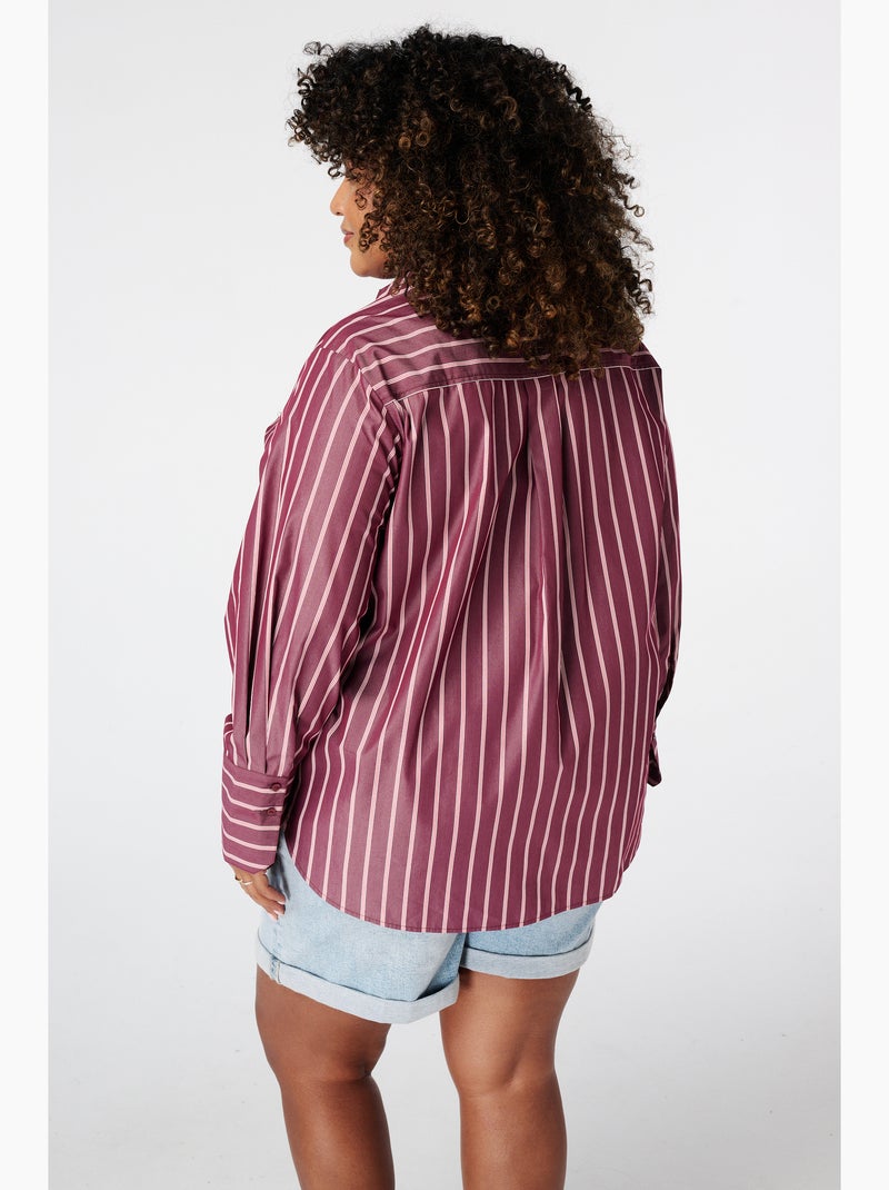 Ms mode blouse rayée avec perles Rouge - Kiabi
