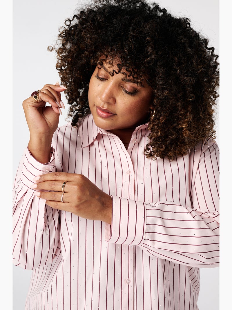 Ms mode blouse rayée avec strass Rose bonbon - Kiabi