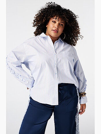 Ms mode blouse rayée avec volants