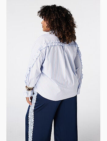 Ms mode blouse rayée avec volants