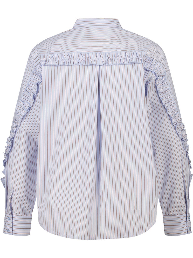 Ms mode blouse rayée avec volants Bleu Bleu Bleu - Kiabi