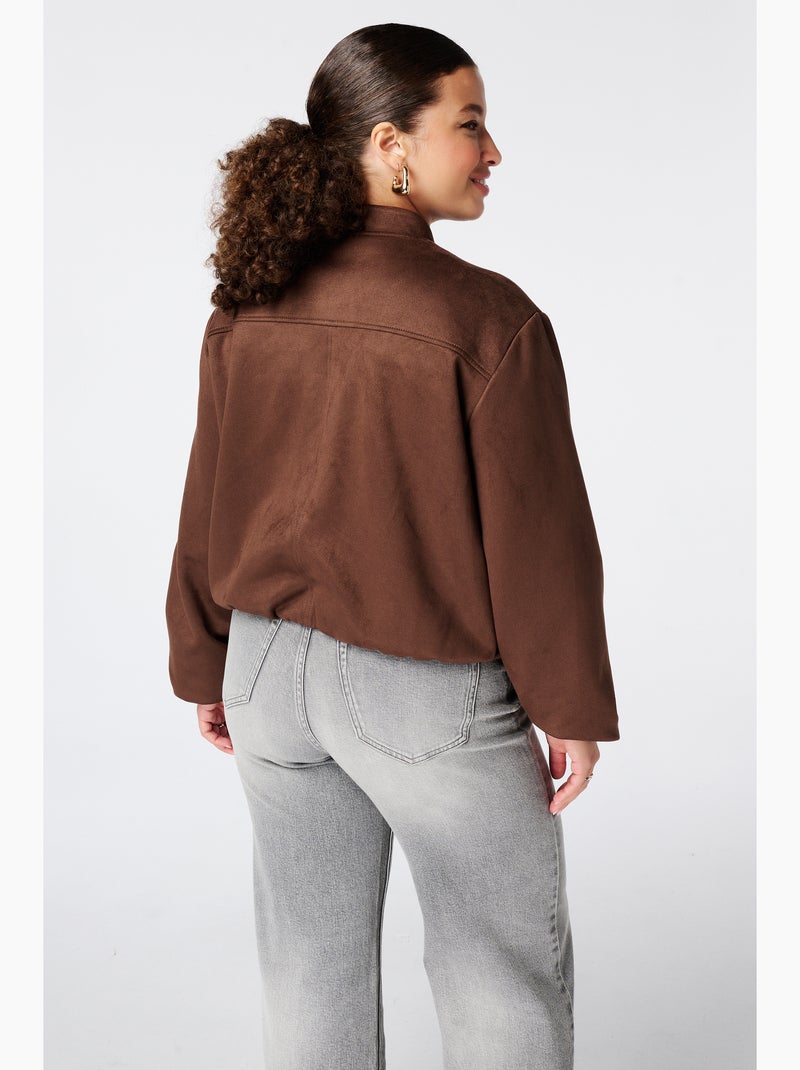 Ms mode blouson bomber en suédine Marron - Kiabi