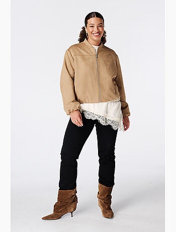 Ms mode blouson bomber en suédine