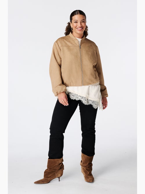 Ms mode blouson bomber en suédine - Kiabi