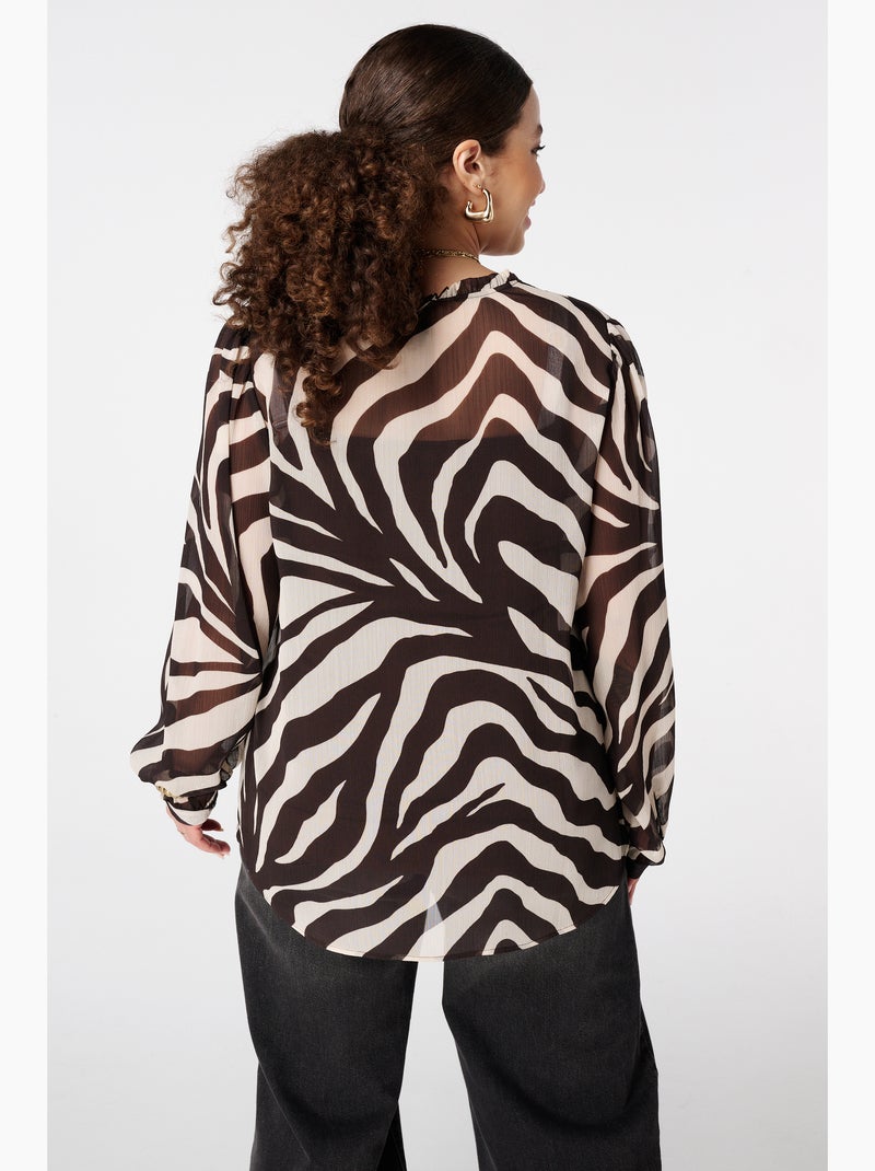 MS MODE Chemisier Blouse à imprimé animalier Marron - Kiabi