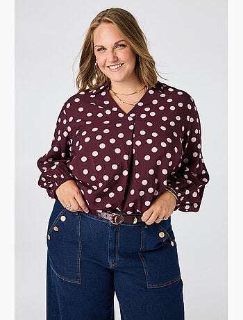Ms mode chemisier blouse à pois
