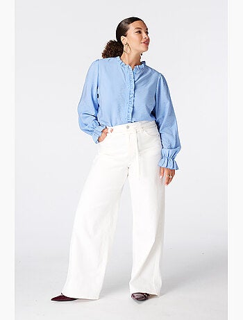 Ms Mode Chemisier blouse à volants