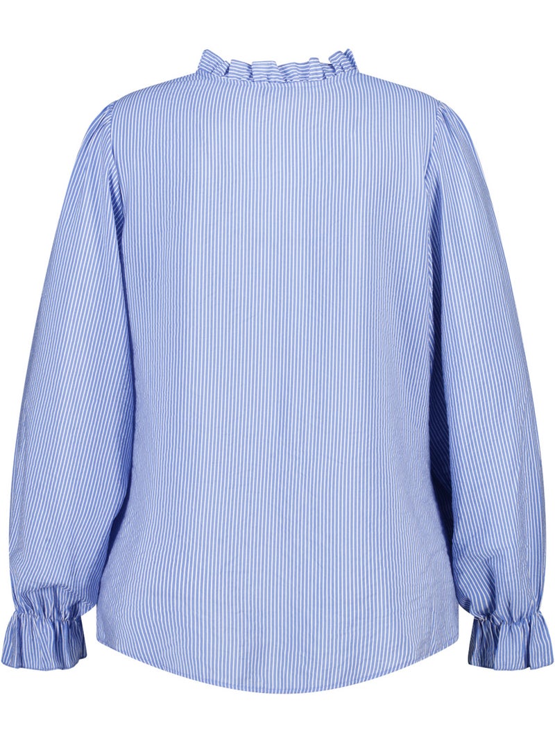 Ms Mode Chemisier blouse à volants Bleu Bleu Bleu - Kiabi