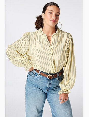 Ms Mode Chemisier blouse à volants