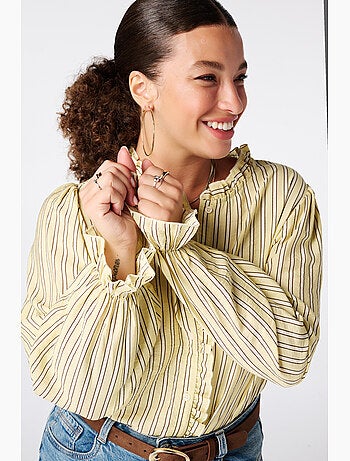 Ms Mode Chemisier blouse à volants