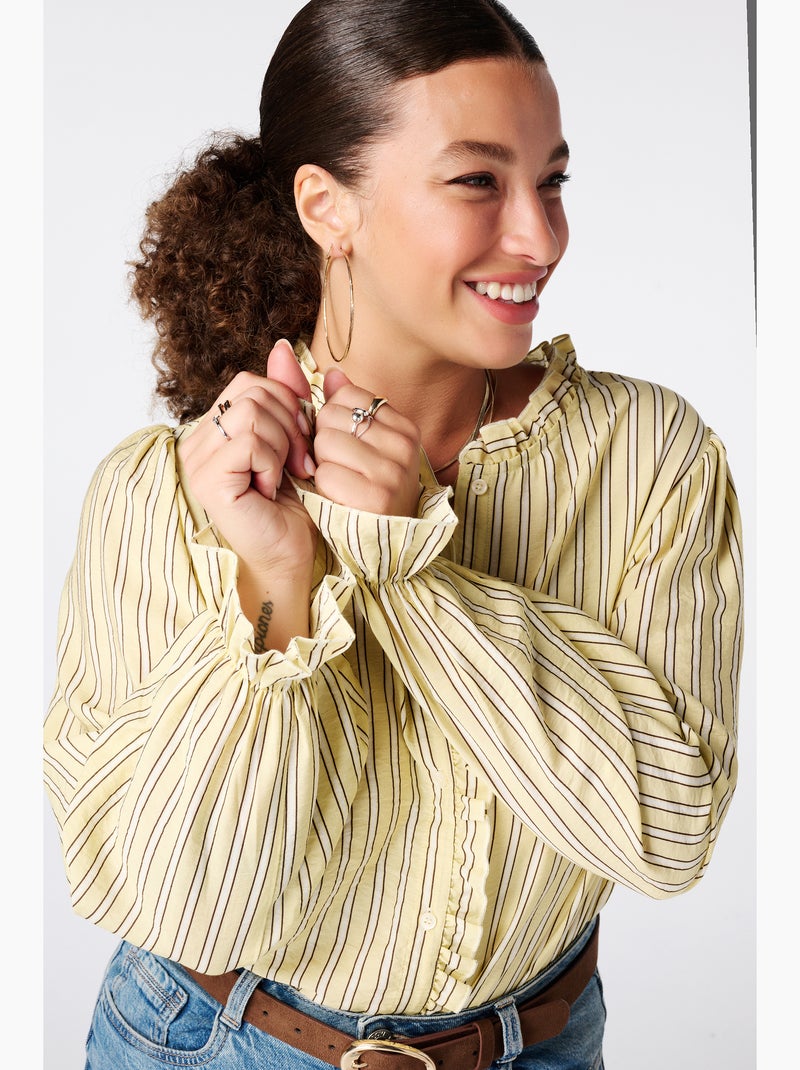 Ms Mode Chemisier blouse à volants Jaune - Kiabi