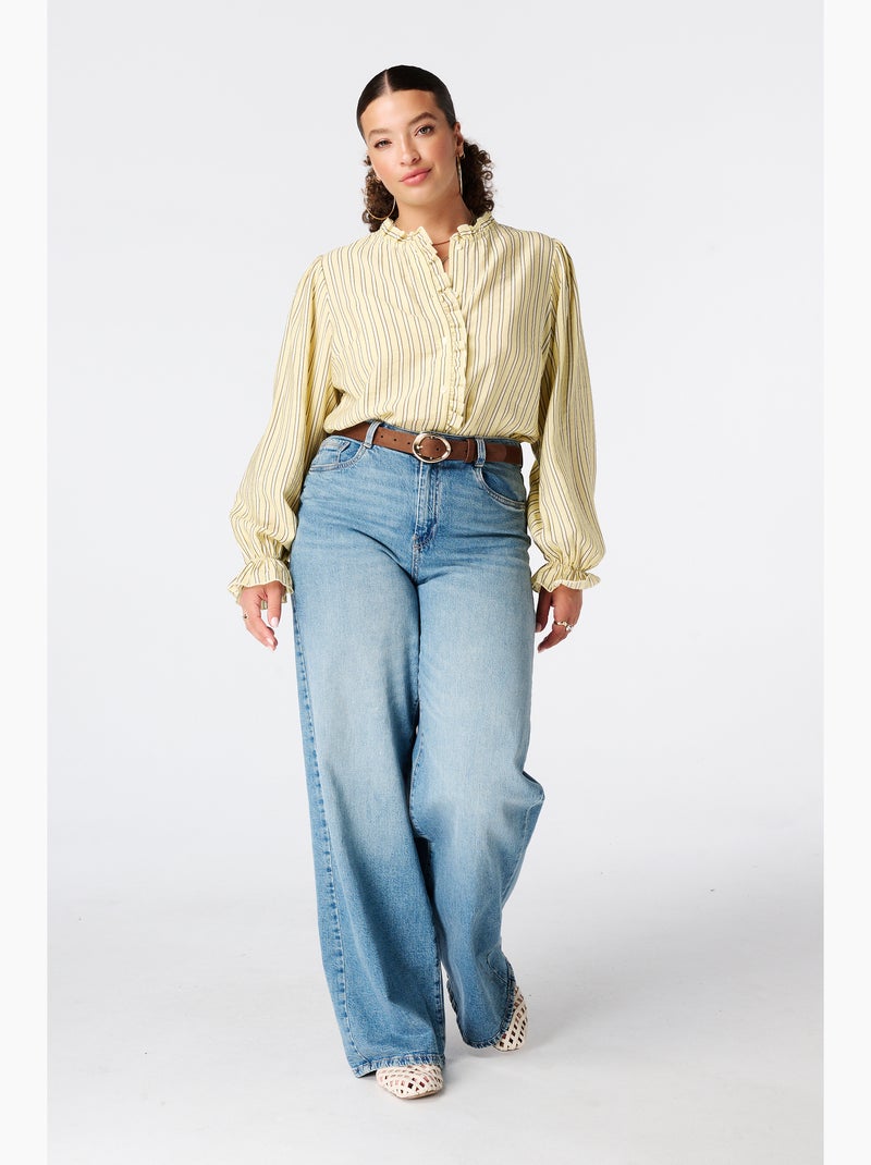 Ms Mode Chemisier blouse à volants Jaune - Kiabi