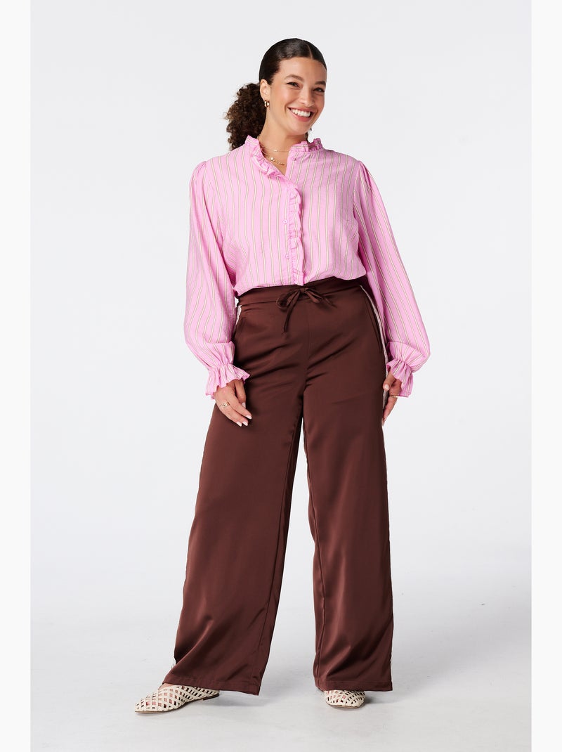Ms Mode Chemisier blouse à volants Rose bonbon - Kiabi
