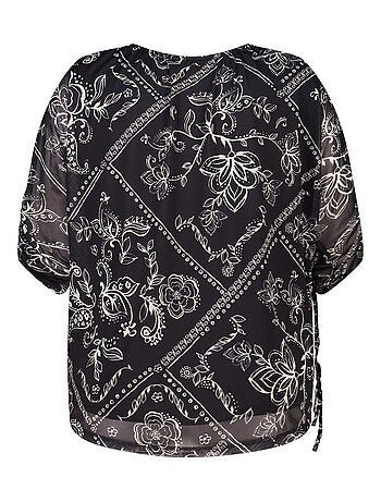 MS MODE Chemisier Blouse imprimée à manches coulissantes