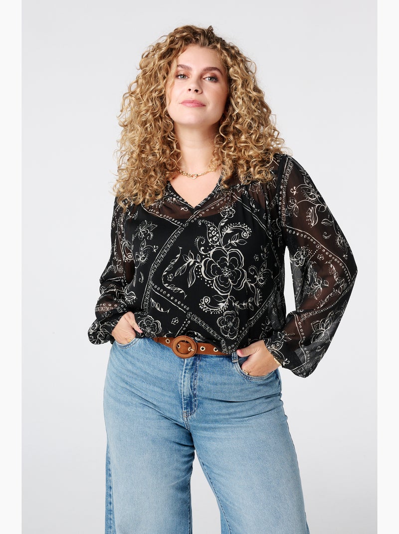 Chemisier Blanc Jennyfer Taille 42 - Coton Mixte Manches Courtes - Occasion Très Bon état