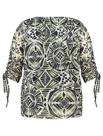 MS MODE Chemisier Blouse imprimée à manches coulissantes