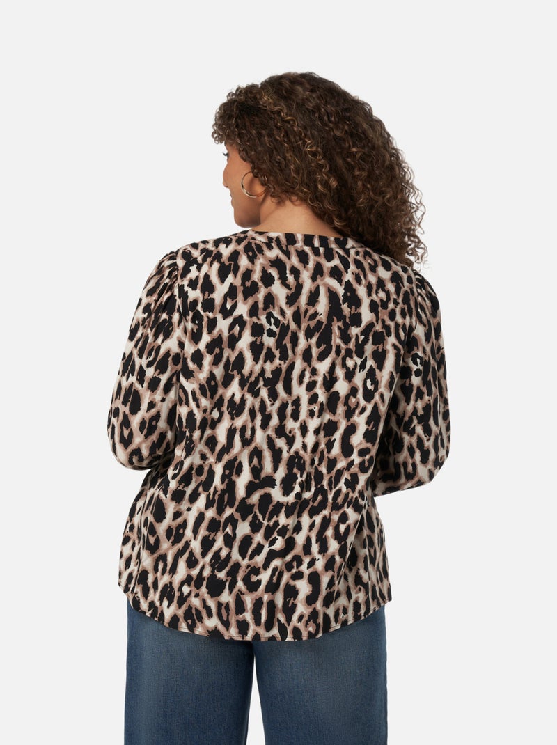 MS MODE Chemisier Blouse imprimée panthère Marron - Kiabi