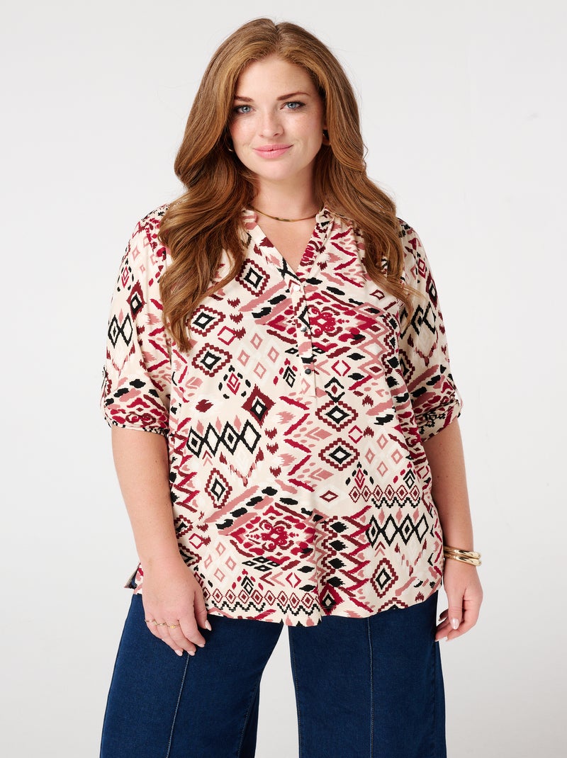 MS MODE Chemisier Blouse imprimée Rouge carmin - Kiabi
