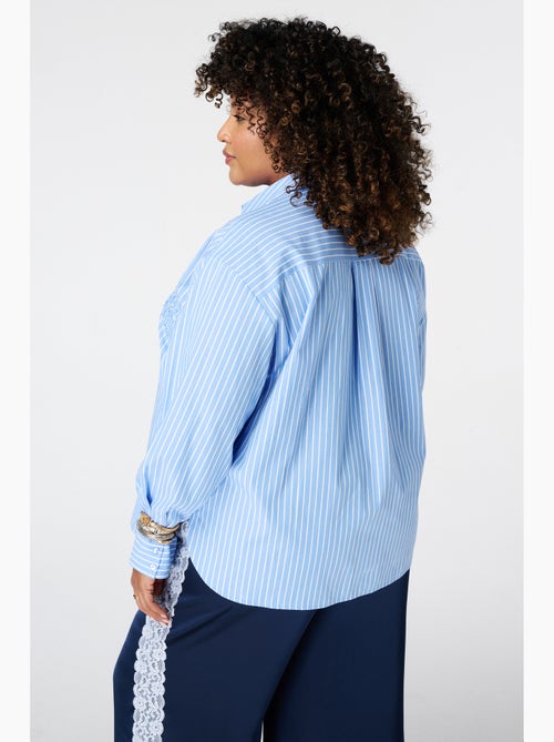 Ms Mode Chemisier blouse rayée avec broderie - Kiabi Ms Mode Chemisier blouse rayée avec broderie - Kiabi