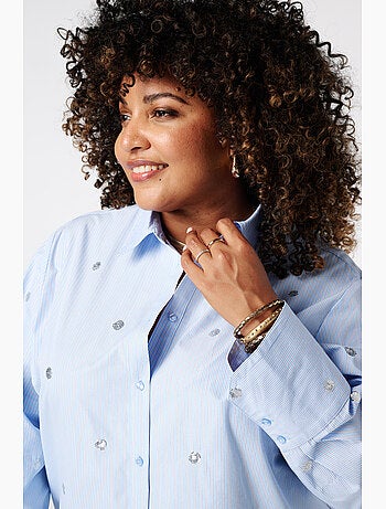 MS MODE Chemisier Blouse rayée avec perles