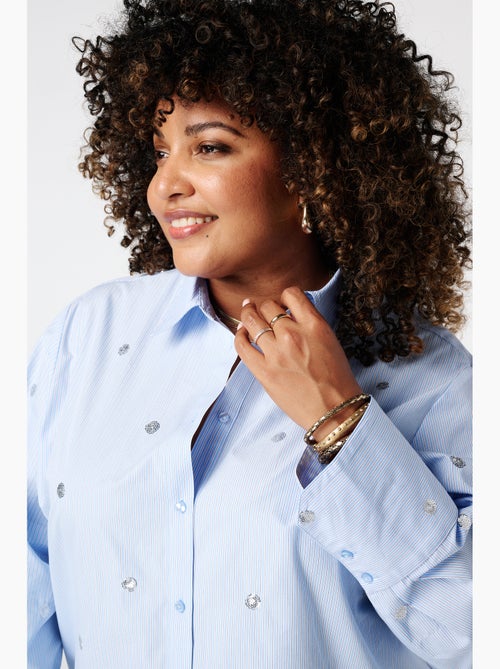 Ms Mode Chemisier blouse rayée avec perles - Kiabi Ms Mode Chemisier blouse rayée avec perles - Kiabi