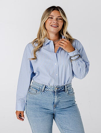MS MODE Chemisier Blouse rayée avec strass