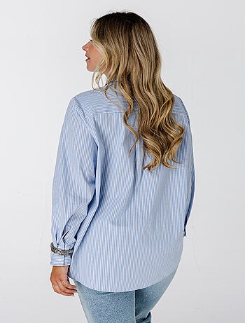 MS MODE Chemisier Blouse rayée avec strass