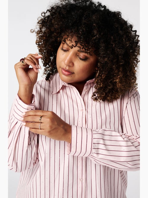 Ms Mode Chemisier blouse rayée avec strass - Kiabi Ms Mode Chemisier blouse rayée avec strass - Kiabi
