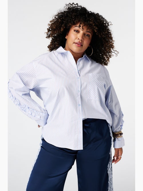 Ms Mode Chemisier blouse rayée avec volants - Kiabi