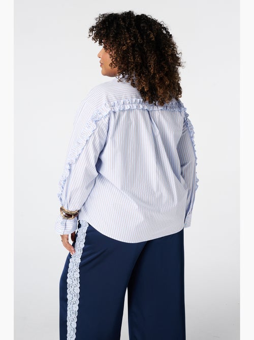 Ms Mode Chemisier blouse rayée avec volants - Kiabi