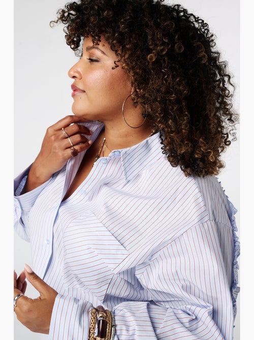Ms Mode Chemisier blouse rayée avec volants - Kiabi