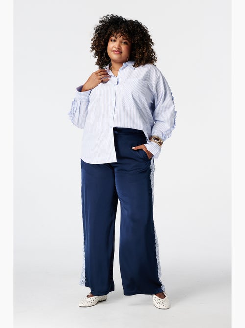 Ms Mode Chemisier blouse rayée avec volants - Kiabi