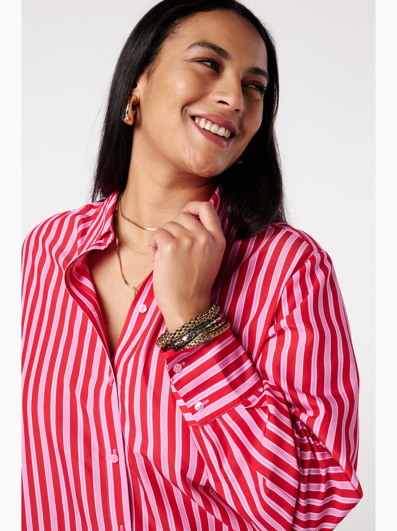 MS MODE Chemisier Blouse rayée Rose rouge - Kiabi