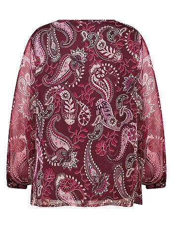 MS MODE Chemisier Blouse transparente à imprimé cachemire